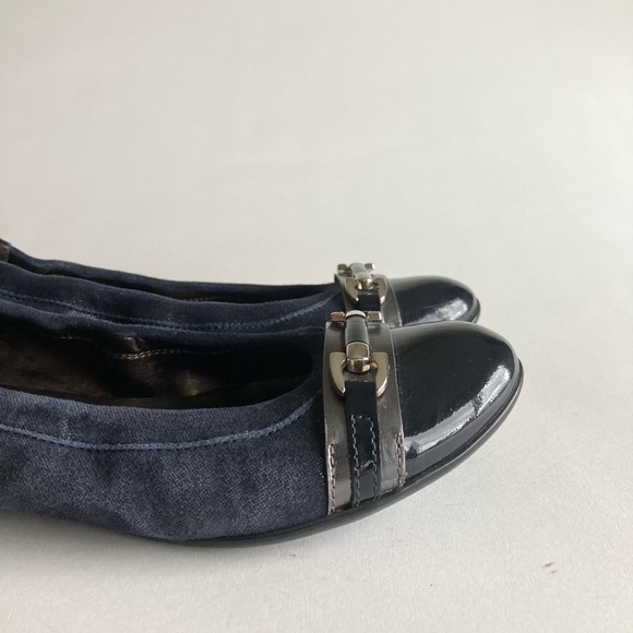 AGL Navy Suede Genuine Leather Black Cap Toe Flats Loafers size EUR 6.5, US 6 - Picture 4 of 14